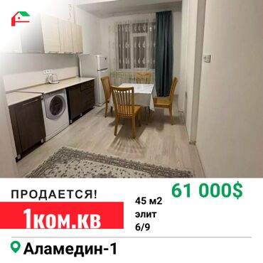 Продажа квартир: 1 комната, 45 м², Элитка, 6 этаж, Евроремонт