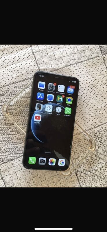 не рабочий телефоны: IPhone X, Колдонулган, 64 ГБ, Кара, Заряддоочу түзүлүш, Коргоочу айнек, Каптама, 100 %