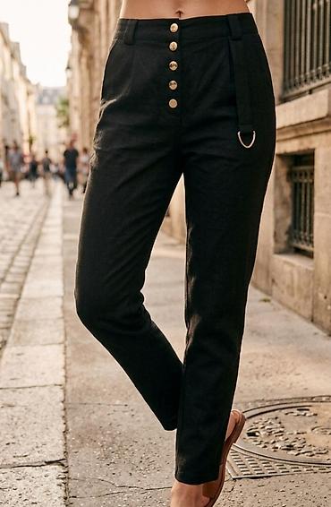 Ženske pantalone – crne, visok struk, uski kroj - Elegantne crne