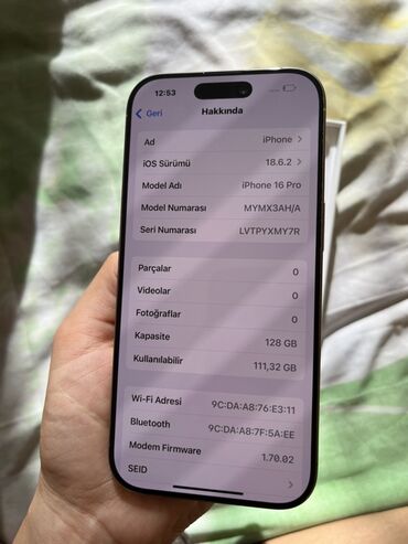 Apple iPhone: IPhone 16 Pro, Qızılı, Face ID — 8