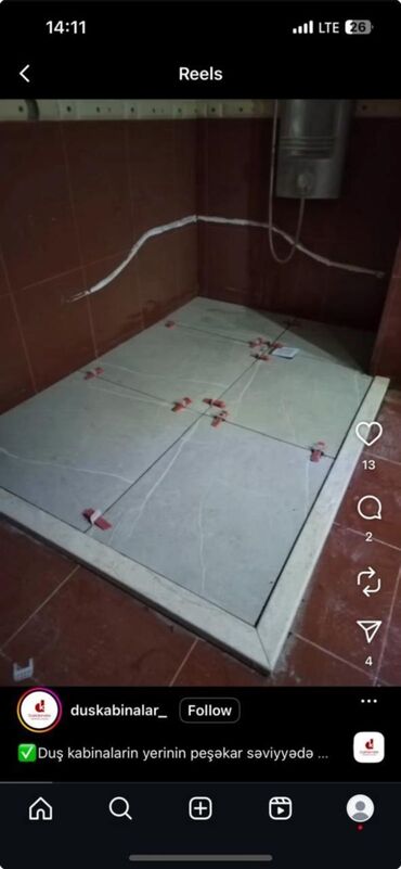 Duş poddonları: Duş gövdəsi/qabının hazırlanması – keramika və mərmər plitələrdən — 18