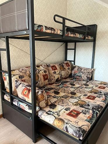 двухярусный диван: Двухъярусная кровать, Б/у, Складная — 2