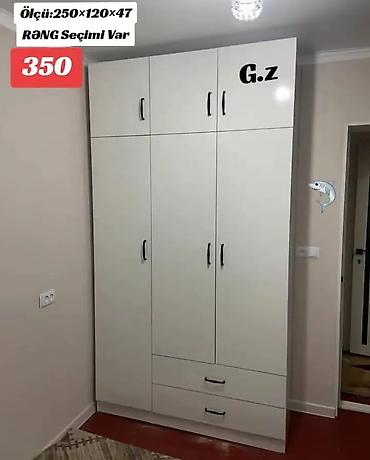ucuz dolab: - Ağ rəngdə, çox bölməli geyim dolabı - Ölçü: 250×120×47 sm (şəkildə — 1