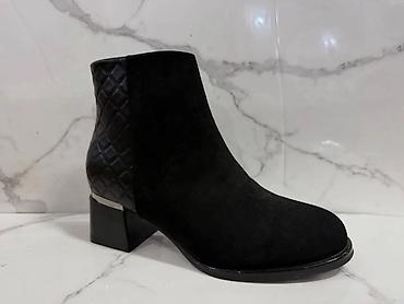 Gležnjače: Ženske zimske čizme – više modela - Topla crna čizma od brušene kože — 30