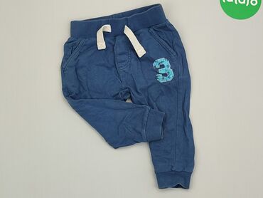 spodnie z wiskozy na lato: Spodnie dziecięce 9-12 m, stan - Dobry, wzór - Print, kolor - Niebieski