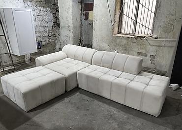ağ stullar: Ağ rəngdə L formalı modul künc divan - Minimalist, müasir dizayn — 1