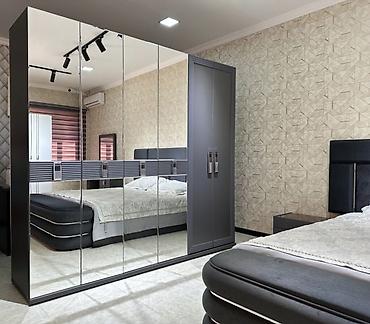 Спальные гарнитуры: Спальный гарнитур, Двуспальная кровать, МДФ, цвет - Серый — 3