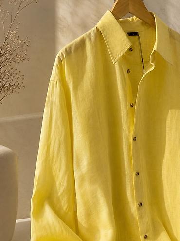 oversize: Женская рубашка свободного кроя из легкой льняной ткани. - Цвет — 2