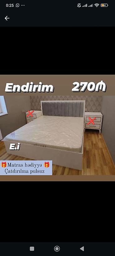 dini hediyyeler: Mebel: Yumşaq başlıqlı iki nəfərlik çarpayı - Rəng: Ağ gövdə, boz — 1