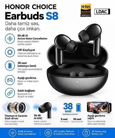 apple ipod touch: HONOR CHOICE Earbuds S8 – daha təmiz səs, daha çox imkan - 50 dB AI — 1