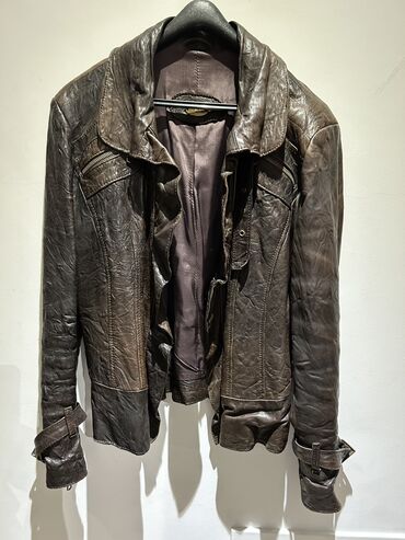 kožna jakna s krznom: Mona kožna jakna, braon boje, bez oštećenja. Veličina 44