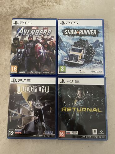 Oyun diskləri və kartricləri: Avengers 40 Snow Runner 40 Judgement 20 Returnal 15 Hamısı bir yerdə