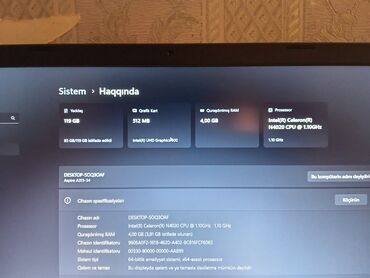 Acer: Acer laptop 129 GB SSD, 4GB Ram 512 MB grafik yaddaş intel coleron — 13