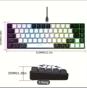 Klaviaturalar: Ağ və qara rənglərdə olan, USB kabeli ilə təchiz edilmiş, arxa işıqlı