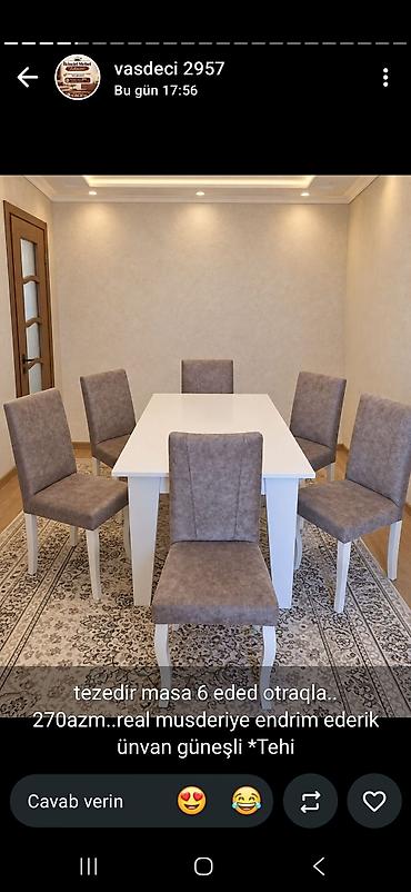 Qonaq otağı üçün, İşlənmiş, Açılmayan, Dördbucaq masa, 6 stul lalafo.az -da Qonaq otağı üçün, İşlənmiş, Açılmayan, Dördbucaq masa, 6 stul