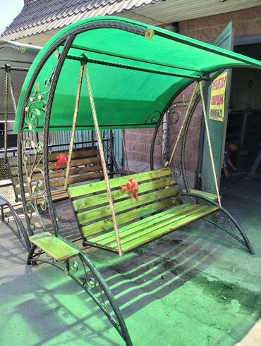 Садовые качели: Садовые качели Металл, Со спинкой, С крышей — 11