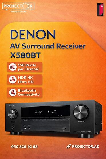 аудио ресивер: DENON AV Surround Receiver X580BT - Hər kanal üçün 150 W güc - HDR 4K — 1