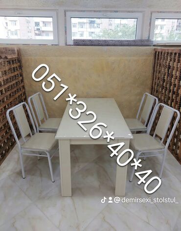 Bağ, çöl masa və oturacaq dəstləri: Yeni, Dördbucaq masa, 4 stul, Açılmayan, Stullar ilə, Metal, Azərbaycan — 21