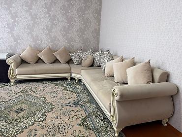 işdenmiş divan: Klassik üslubda L formalı yumşaq mebel dəsti - Rəng: açıq bej (krem — 1