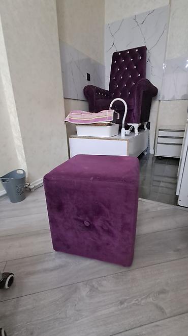 manikur kreslosu: Bordo rəngli zərif salon mebelləri dəsti - Material: yumşaq məxmər — 3