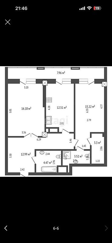 квартиры иссыкуль: 2 комнаты, 86 м², Золотой квадрат Элитка, 11 этаж, ПСО (под самоотделку) — 5