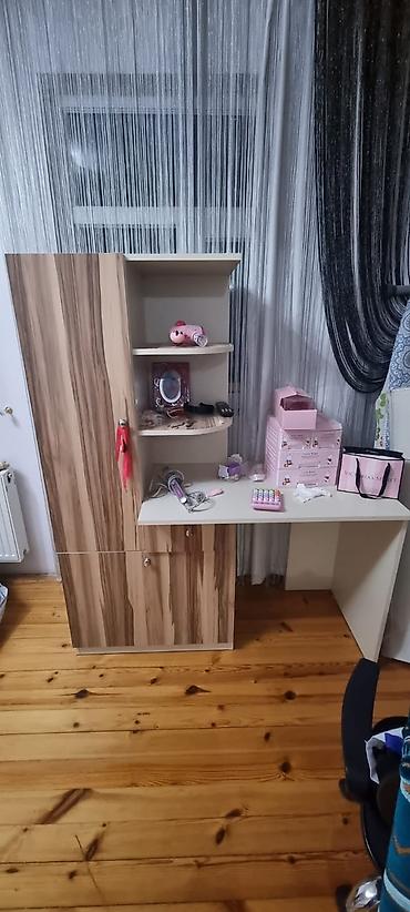 lalafo mebel stol stul: Tələbə/iş otağı üçün çoxfunksiyalı stol-şkaf dəsti - Dizayn: Açıq ağ — 1