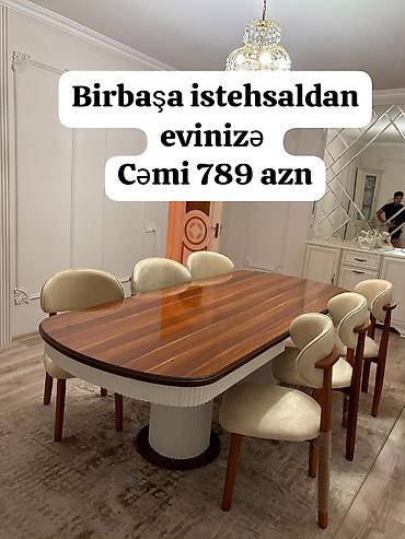 Qonaq otağı üçün, Yeni, Açılmayan, Oval masa, 6 stul