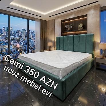 Mebel: Yumşaq başlıqlı iki nəfərlik çarpayı • Rəng: Zümrüd-yaşıl