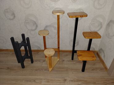 Bitkilər üçün dibçəklər: Taxta bitki stendləri və saksı dayaqları - Material: təbii ağac. Açıq — 5