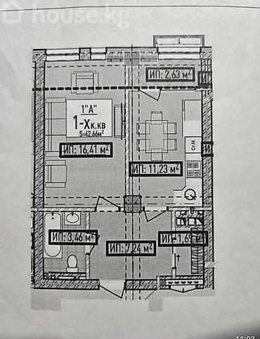 алматинка: 1 комната, 42 м², ул. Горького / Алматинка Элитка, 11 этаж — 3