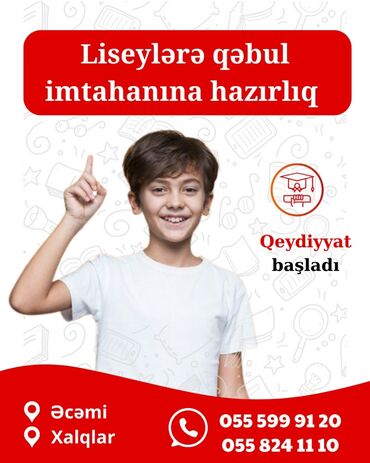 Liseylərə qəbul imtahanına hazırlıq dərsləri təklif olunur. Bu