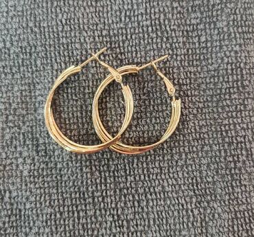 золотой набор серьги и кольцо: Серьги "Эсмиральда", диаметр кольца 3 см, стильно очень!
