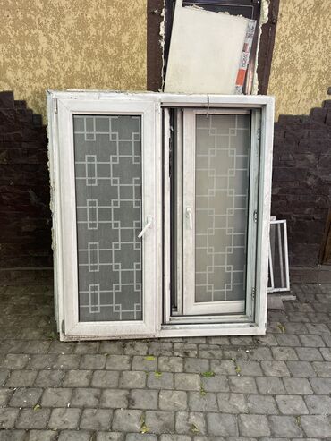 двери двойной: Пластиковое окно, цвет - Белый, Б/у, 128 *146, Самовывоз