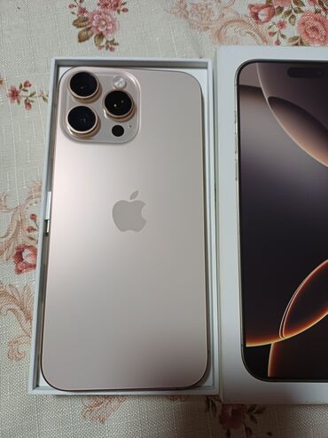 мышь apple: IPhone 16 Pro Max, Колдонулган, 256 ГБ, Desert Titanium, Куту, 100 %