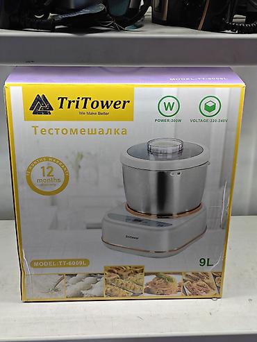 тестомешалки: Тестомешалка TriTower TT-6009L - Объем чаши: 9 л - Мощность: 200 Вт - — 1