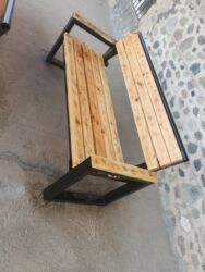 топчан из металла размеры: Metal karkaslı taxta skamya - Dizayn: Düz xətli, müasir üslub;