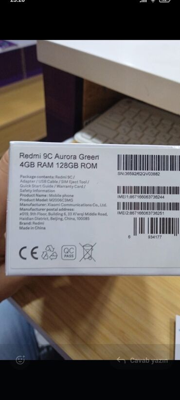 xiaomi redmi 4a 216gb: Xiaomi Redmi 9C, 128 GB, rəng - Yaşıl, 
 Zəmanət, Sensor, İki sim kartlı