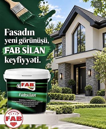 divar ucun sulu boya: Silikonlu Fasad üçün boya, FAB, Suya davamlı — 1