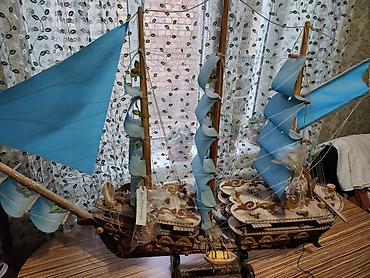интер: Большая ручная модель парусника из дерева - Материал: дерево — 1