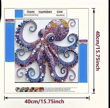 морской аквариум: Набор для алмазной вышивки 5D «Осьминог» 💎 500с Попугай 🦜500с — 5