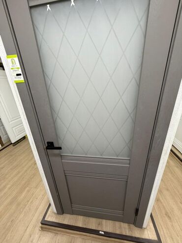 двери с двух сторон из бельгии: Ички эшик айнек менен, түсү - Боз, 200 * x 90 см