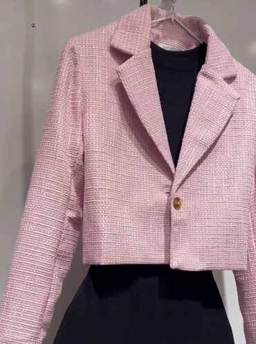 розовый пиджак: Пиджак, Классическая модель, Твид, S (EU 36)