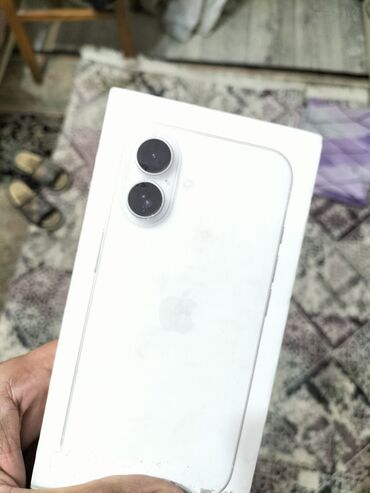 телефон в рассрочку с первоначальным взносом: IPhone 16, Жаңы, 128 ГБ, White Titanium, Кабель, Куту, 100 %