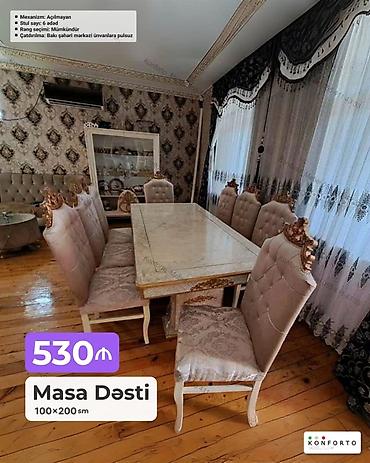 Ev və bağ: Məhsul: Masa dəsti Ölçü: 100×200 sm Mexanizm: Açılmayan Stul — 1
