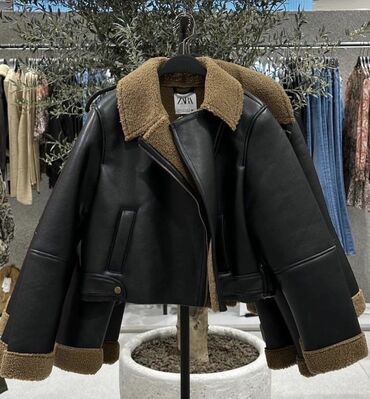 zara кожа: Дубленка, M (EU 38)
