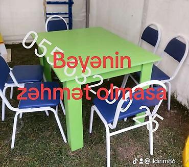 Bağ, çöl mebeli: Yeni, Kvadrat masa, Açılmayan, Stullar ilə, Metal, Azərbaycan — 8