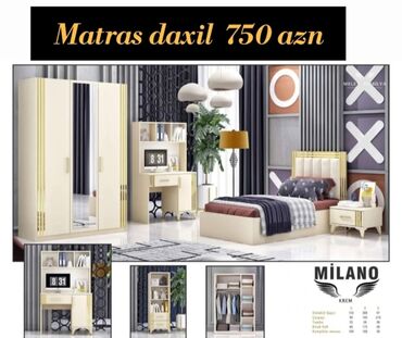 Yataq otağı dəstləri: İkinəfərlik çarpayı, Termo, Dolab, 2 tumba, Azərbaycan, Yeni — 8