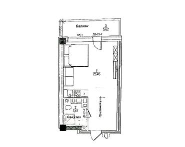 Продажа квартир: 1 комната, 35 м², Элитка, 5 этаж, Готовая ПСО (под самоотделку) — 22