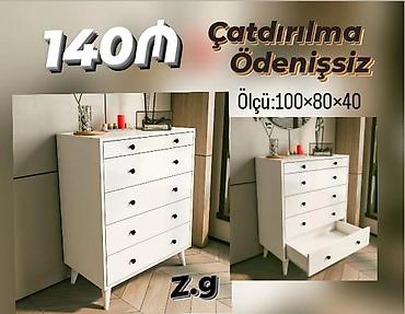 Komodlar: Ağ rəngli minimalist komod - 5 siyirməli dizayn: yuxarıda 2 kiçik — 1