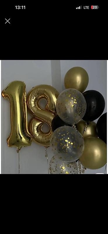 Набор шаров для праздника «18 лет» в черно‑золотой гамме. За все что